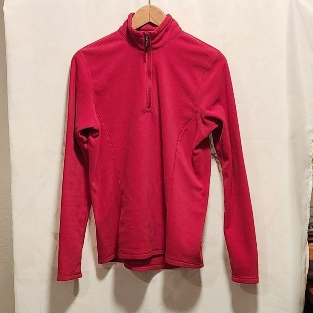 REI Fleece Long Sleeve Pullover‎ Women's M Red 1/4 Zip Mock Collar Base Layer